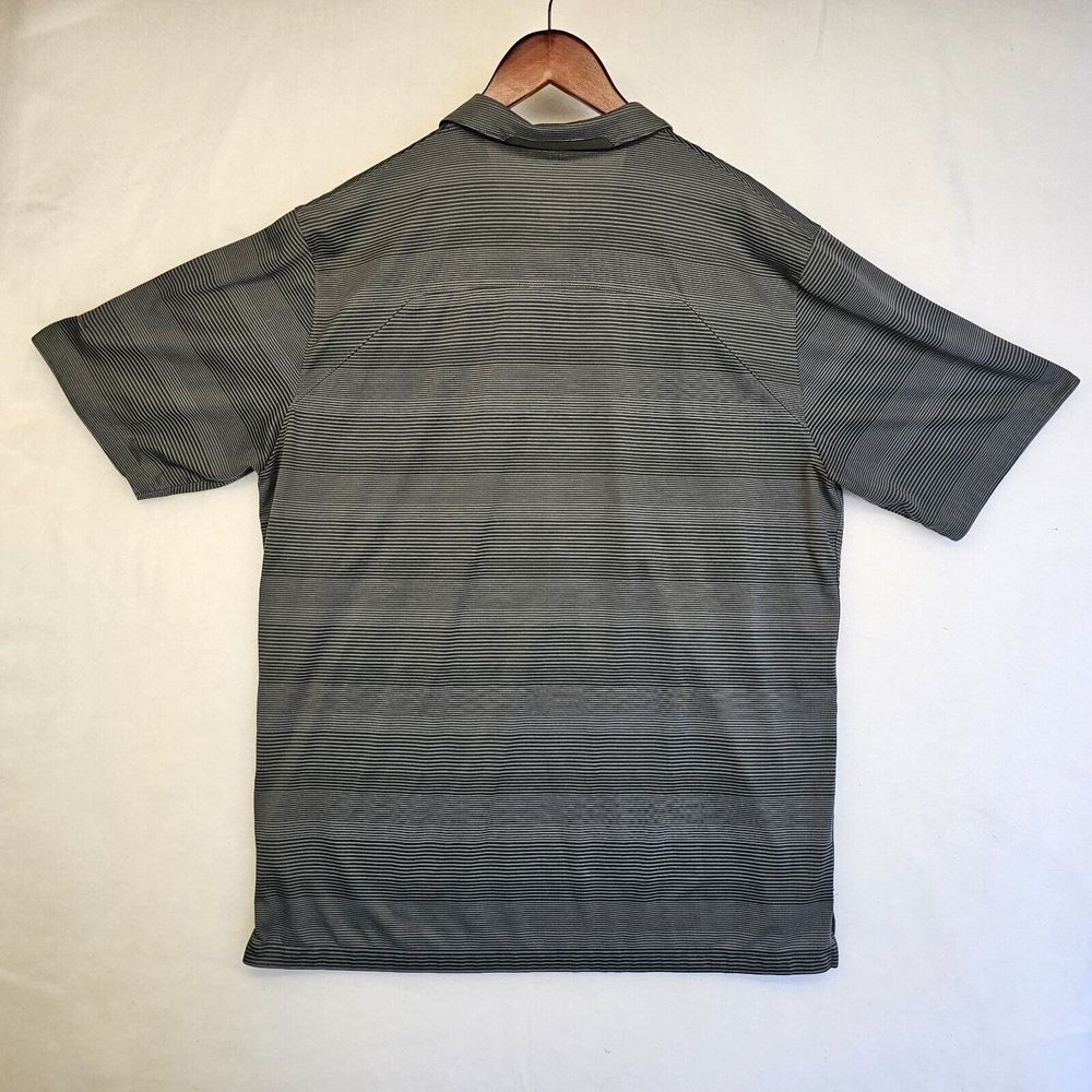 Nike Dri-Fit Polo Shirt Mens Striped Short Sleeve‎ Button Collared Gray Logo XL - Picture 5 of 10